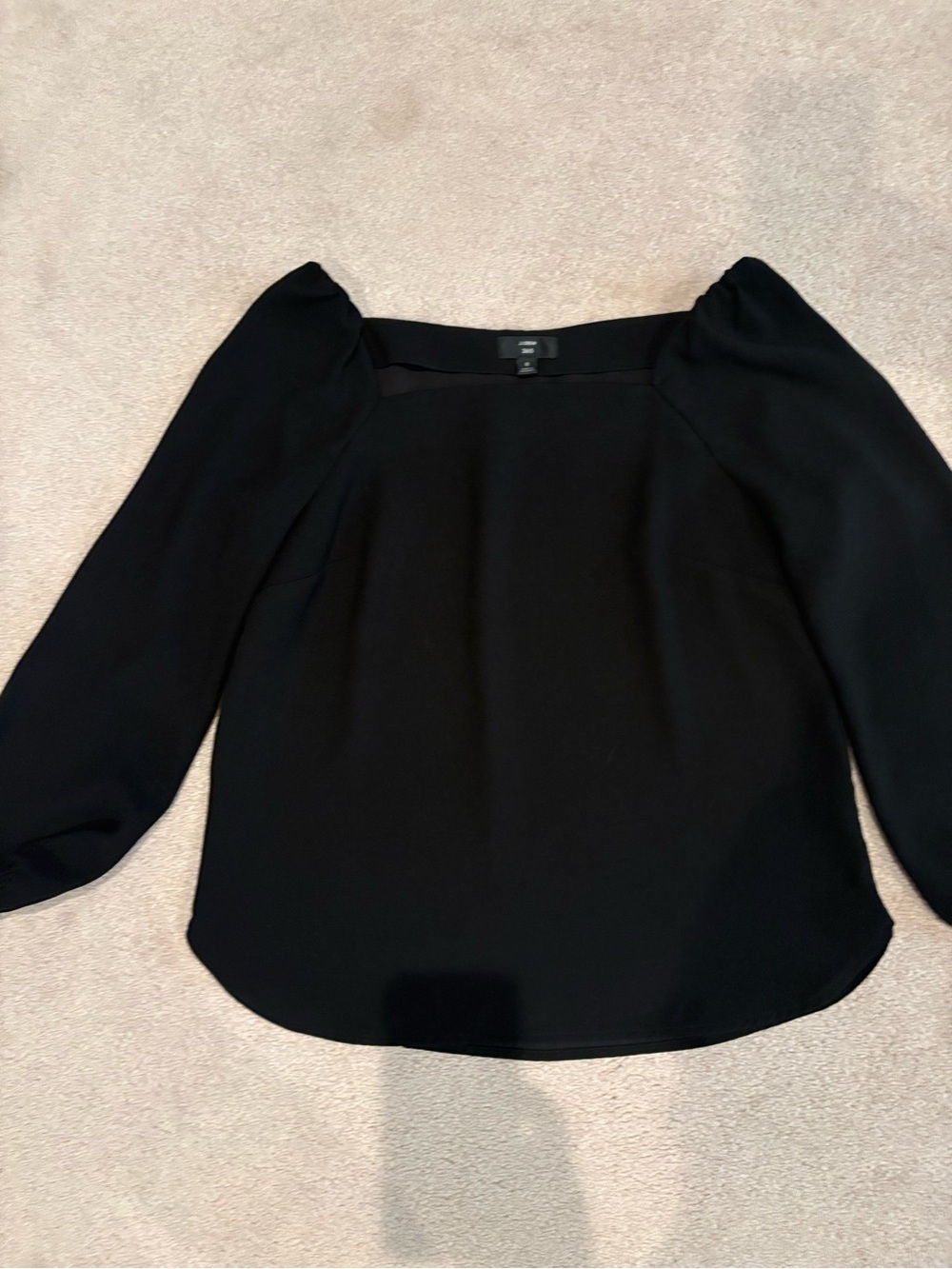 J.Crew 365 Puff Sleeve Blouse Black Size 8 Career Office Top